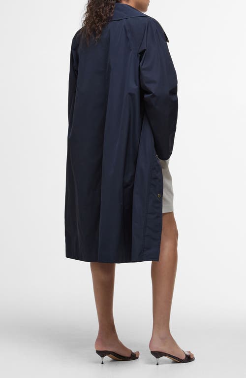 Barbour Sonnet Showerproof Raincoat In Dark Navy/safari Dresstartan
