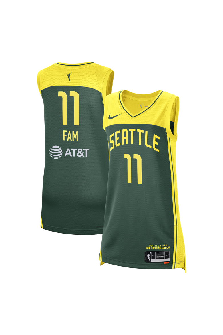 Unisex Nike Awa Fam Green Seattle Storm 2026 WNBA Draft Pick Explorer Edition Victory Jersey, Main, color, Green