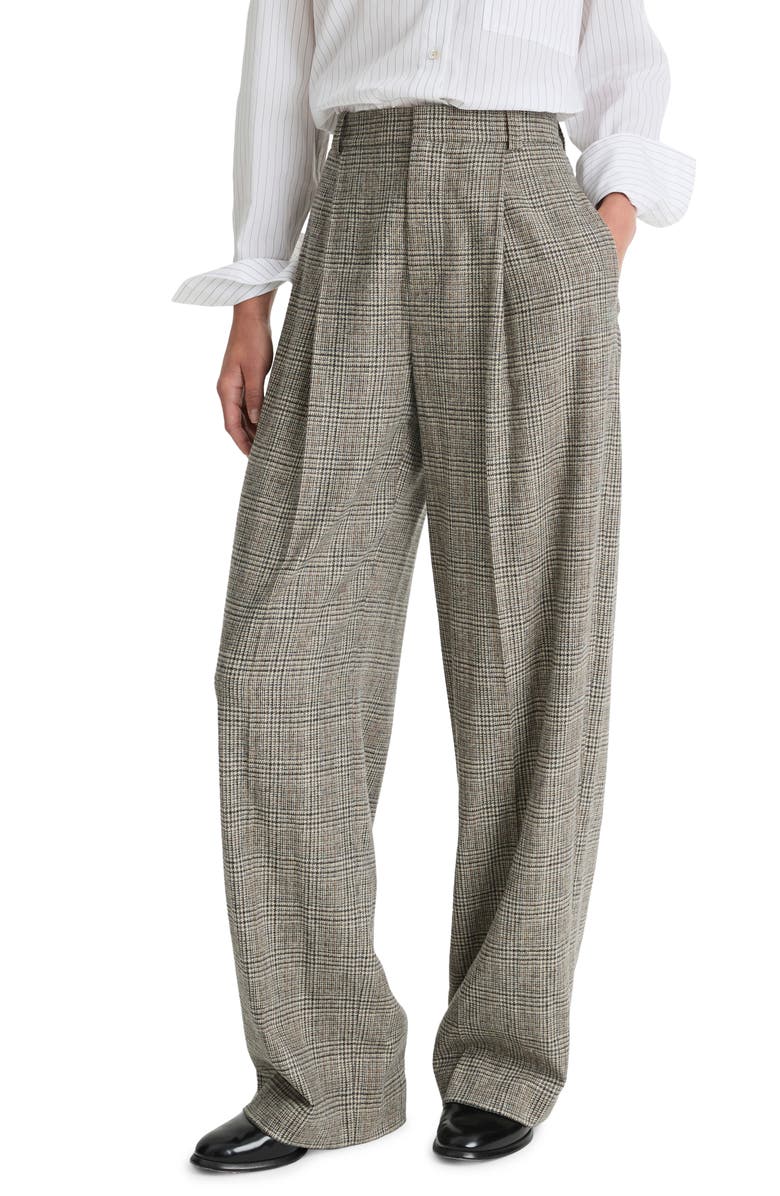 Vince Plaid High Waist Wool Blend Pants, Main, color, 