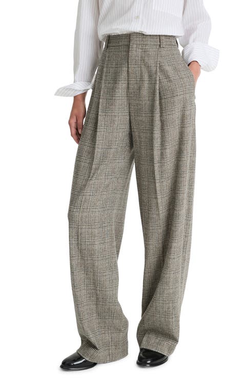 Plaid High Waist Wool Blend Pants
