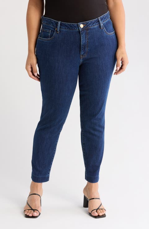 Reese High Waist Ankle Straight Leg Jeans (Harness) (Plus)