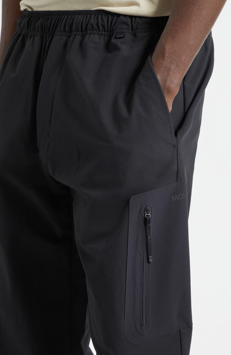 Moncler Stretch Nylon Cargo Joggers, Alternate, color, Black