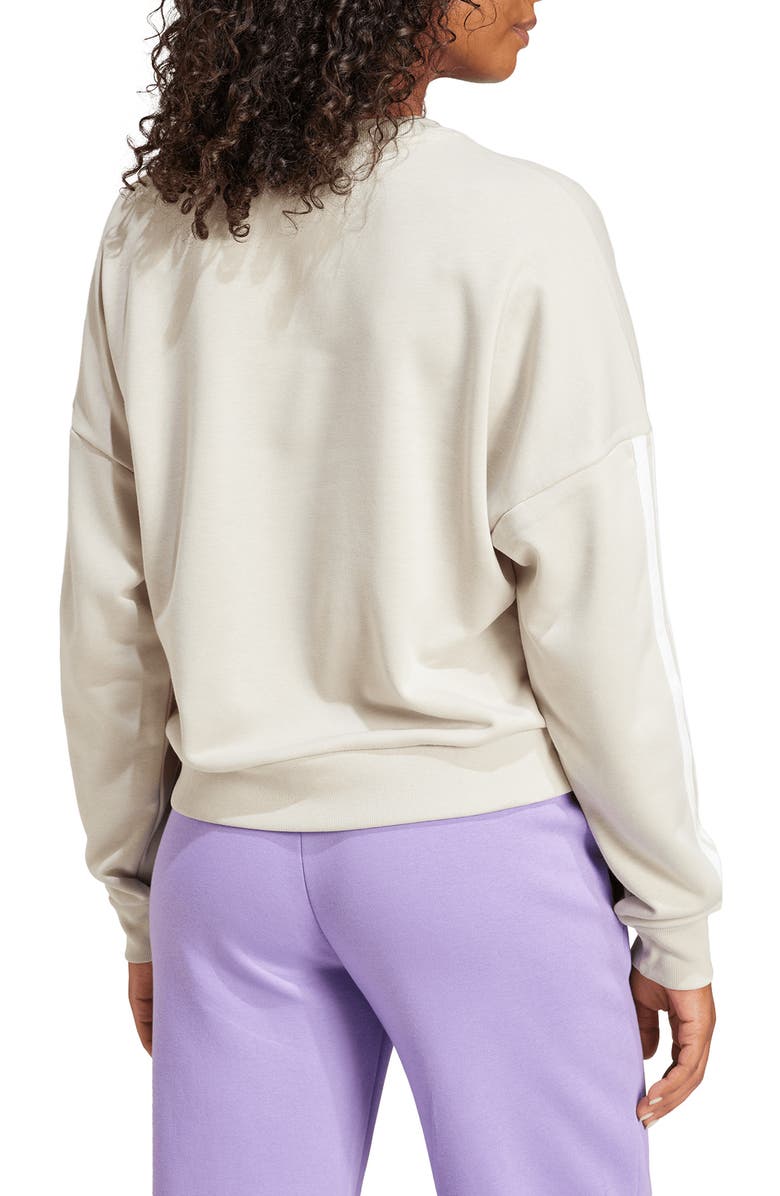 adidas 3-Stripes French Terry Sweatshirt, Alternate, color, Wonder Alumina/ White