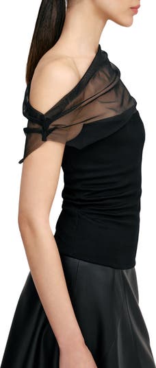 Cabrini Mesh One-Shoulder Top