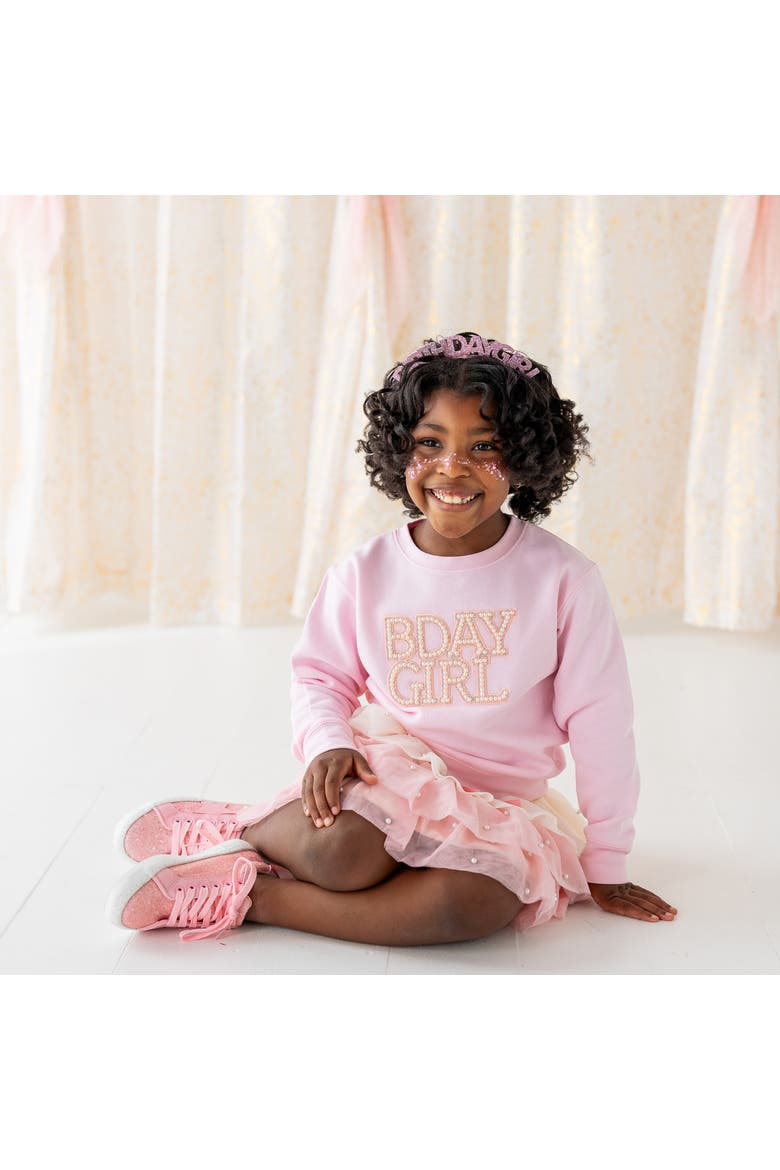 Pearl BDay Girl Patch Sweatshirt, Alternate, color, Ballet Pink