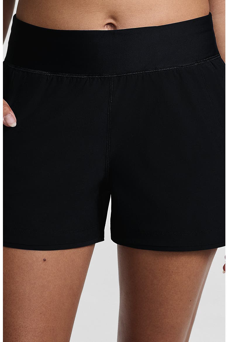 3" Quick Dry Elastic Waist Board Shorts Swim Cover-up Shorts with Panty, Main, color, Black