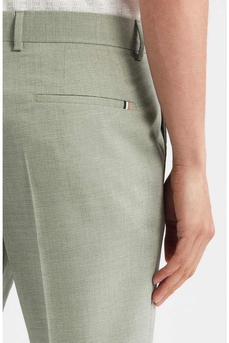 Genius Slim Fit Microcheck Flat Front Stretch Dress Pants, Alternate, color, MEDIUM GREEN