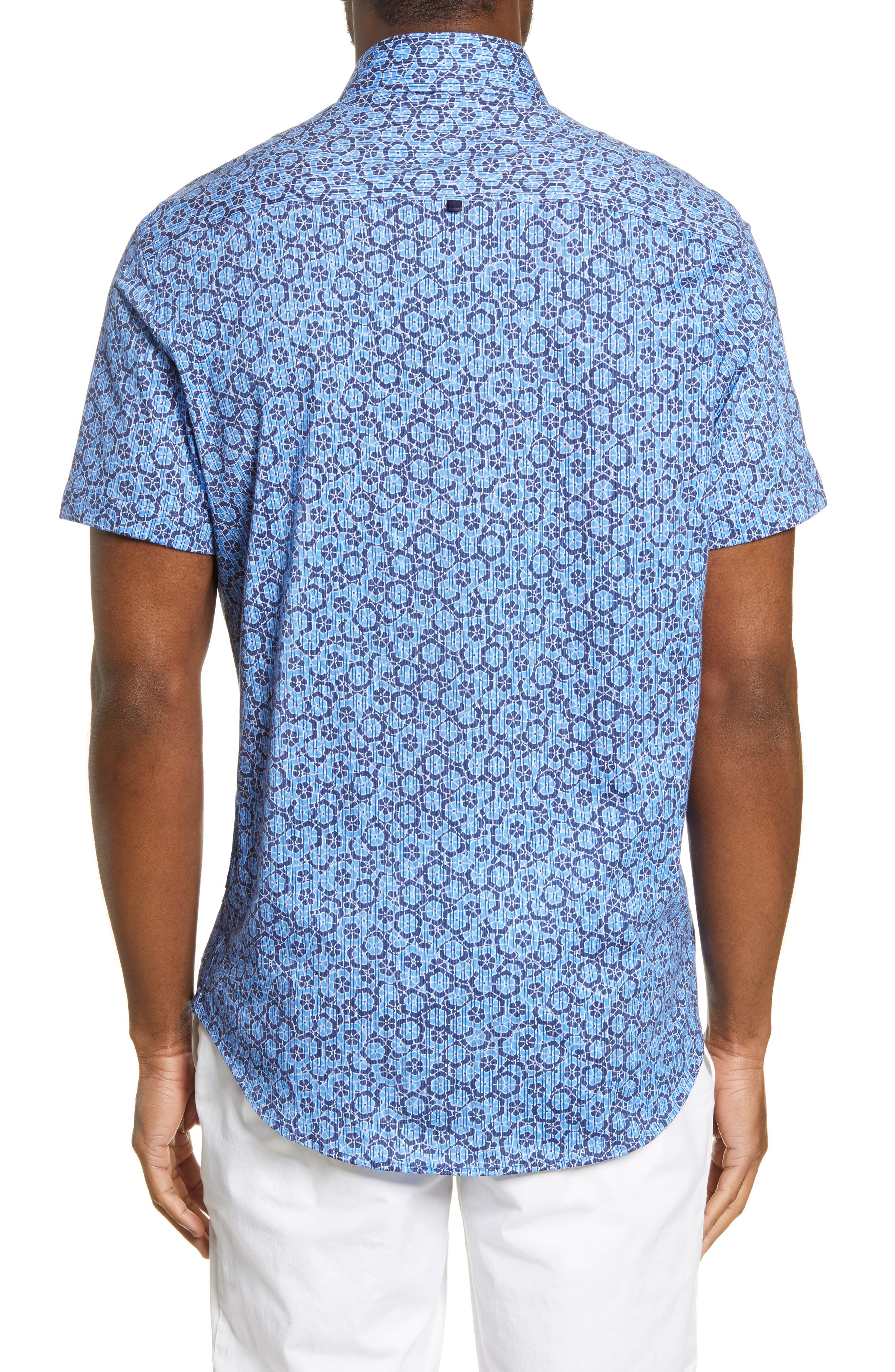 Stone Rose Floral Short Sleeve Button-Up Knit Shirt (Men) | Nordstromrack