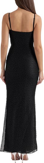 Calla Beaded Mesh Overlay Gown