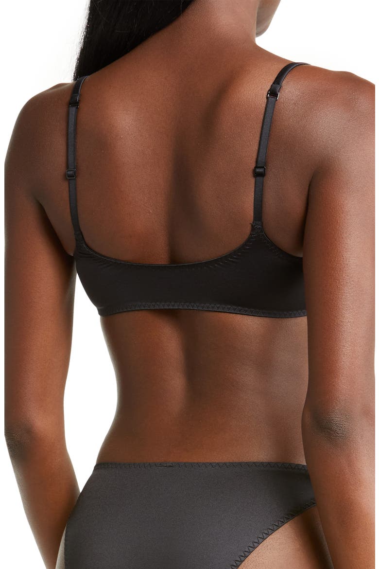 Stretch Satin Scoop Neck Bralette, Alternate, color, ONYX