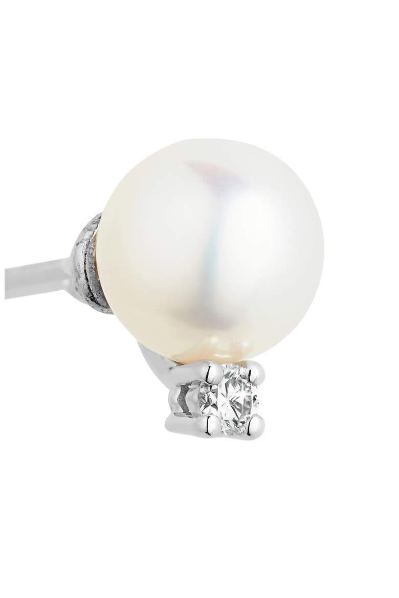 Akoya Pearl & Diamond Stud Earrings, Alternate, color, WHITE GOLD