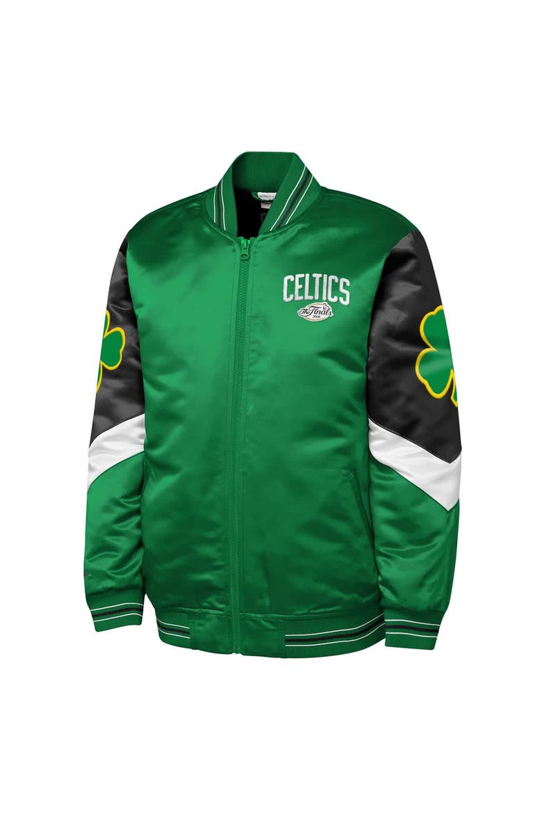 Youth Mitchell & Ness  Green Boston Celtics Throw It Back Heavyweight Full-Zip Satin Jacket, Alternate, color, Green