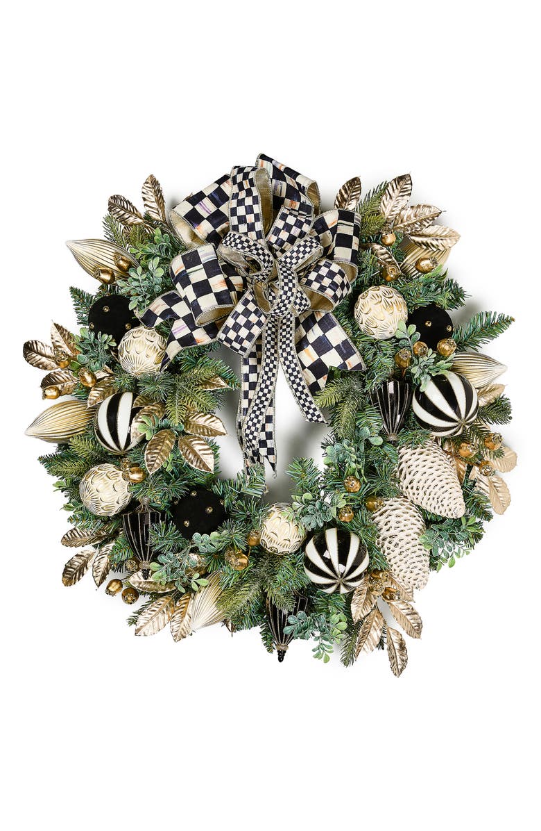 MACKENZIE CHILDS Courtly Checks Illuminated 26-Inch Wreath, Main, color, Courtly