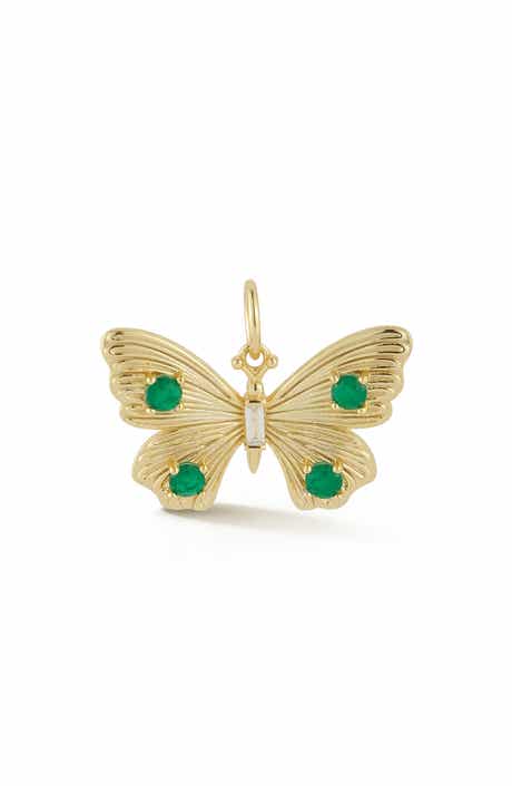 14k Gold Plated Cubic Zirconia Butterfly Charm
