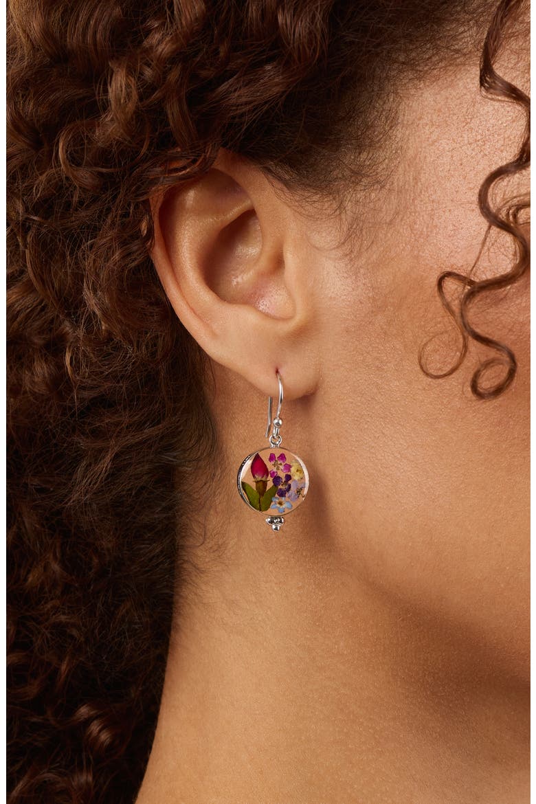 Dried Flower Resin Drop Earrings, Alternate, color, SILVER