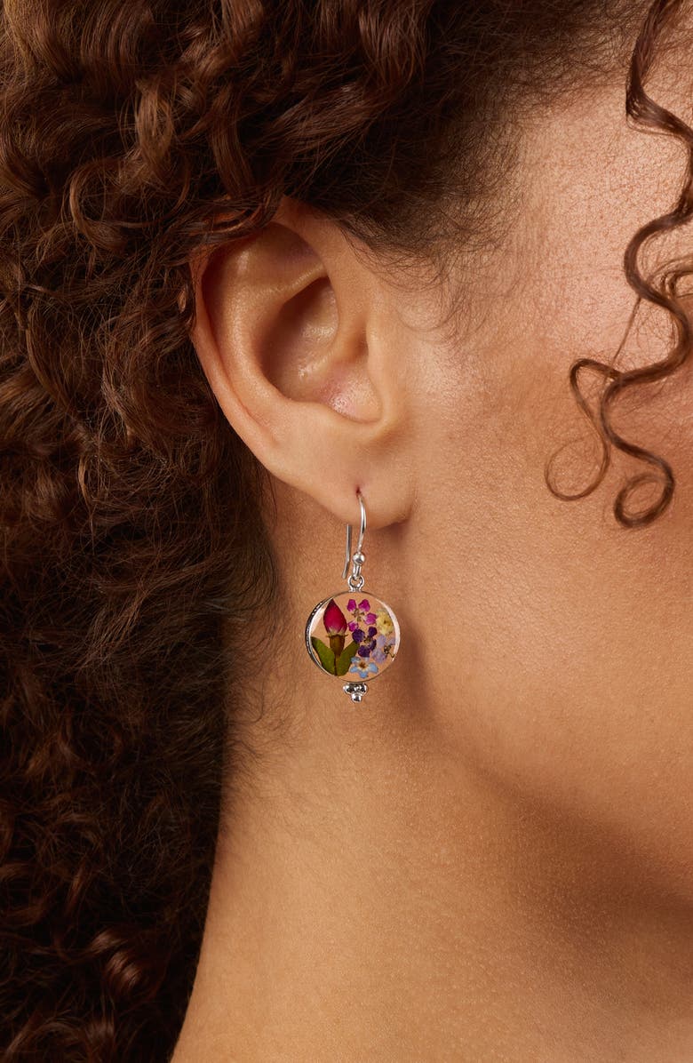 ATHRA LUXE Dried Flower Resin Drop Earrings, Alternate, color, Silver