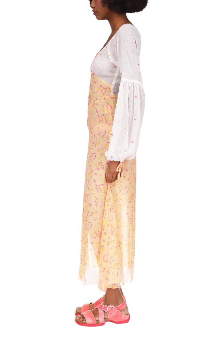 Anna Sui Floral Swiss Dot & Arcadia Blossom Princess Dress, Alternate, color, Cantaloupe Multi