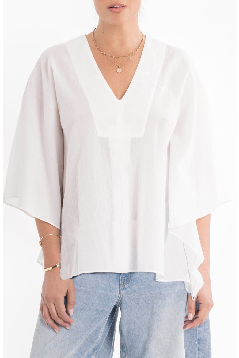 Butterfly Sleeve Cotton Caftan Top, Main, color, White