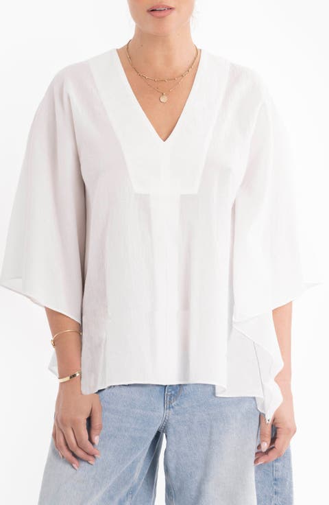 Butterfly Sleeve Cotton Caftan Top