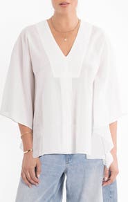 ocean+main Butterfly Sleeve Cotton Caftan Top