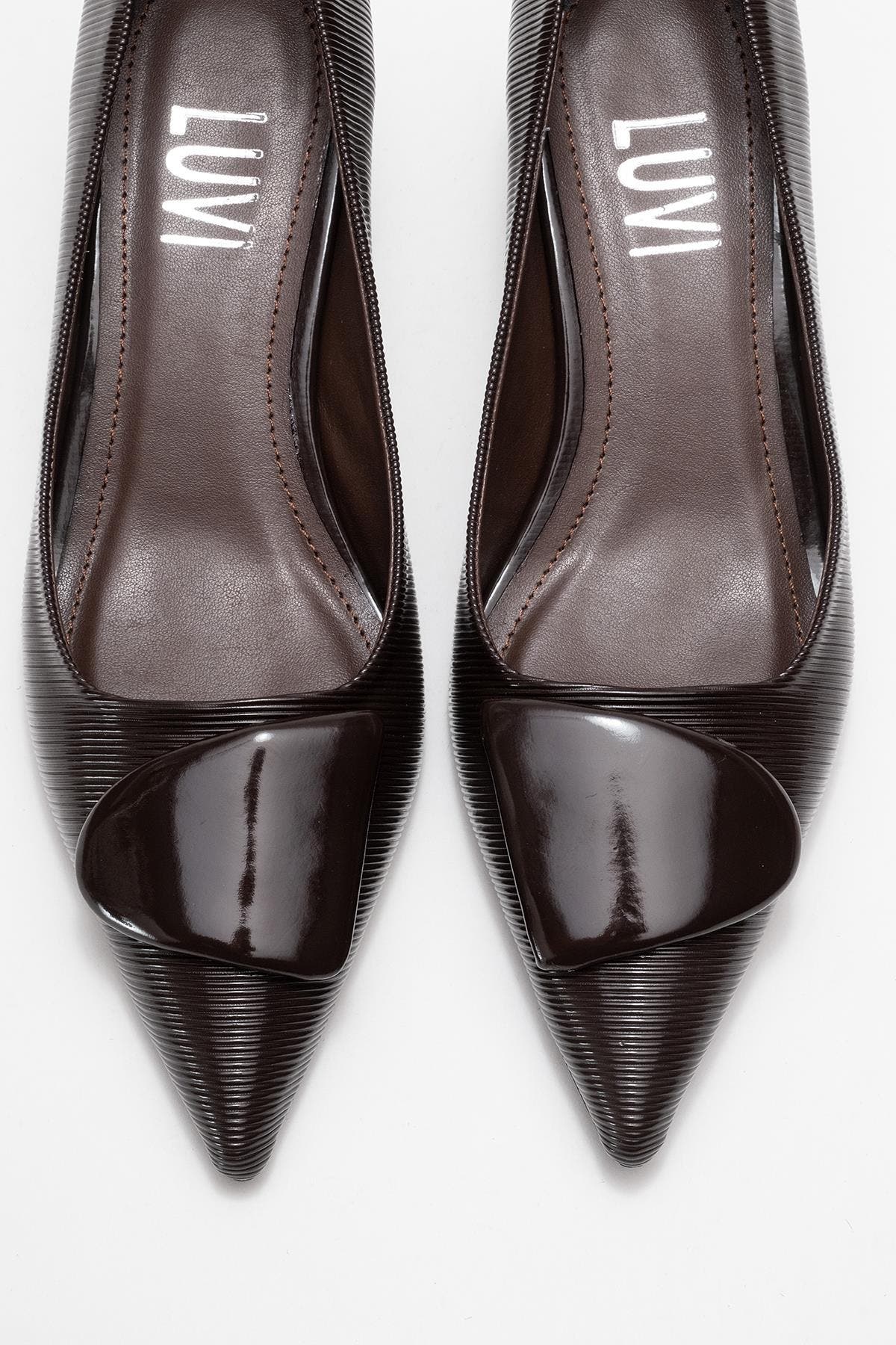Briana Buckle Pointed Toe Pump, Alternate, color, Brown