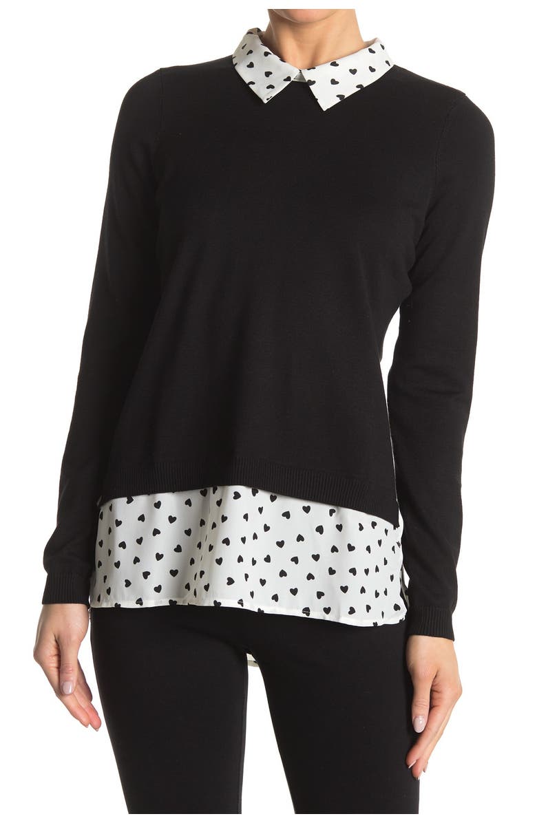 Adrianna Papell Shirttail Twofer Sweater, Main, color, 