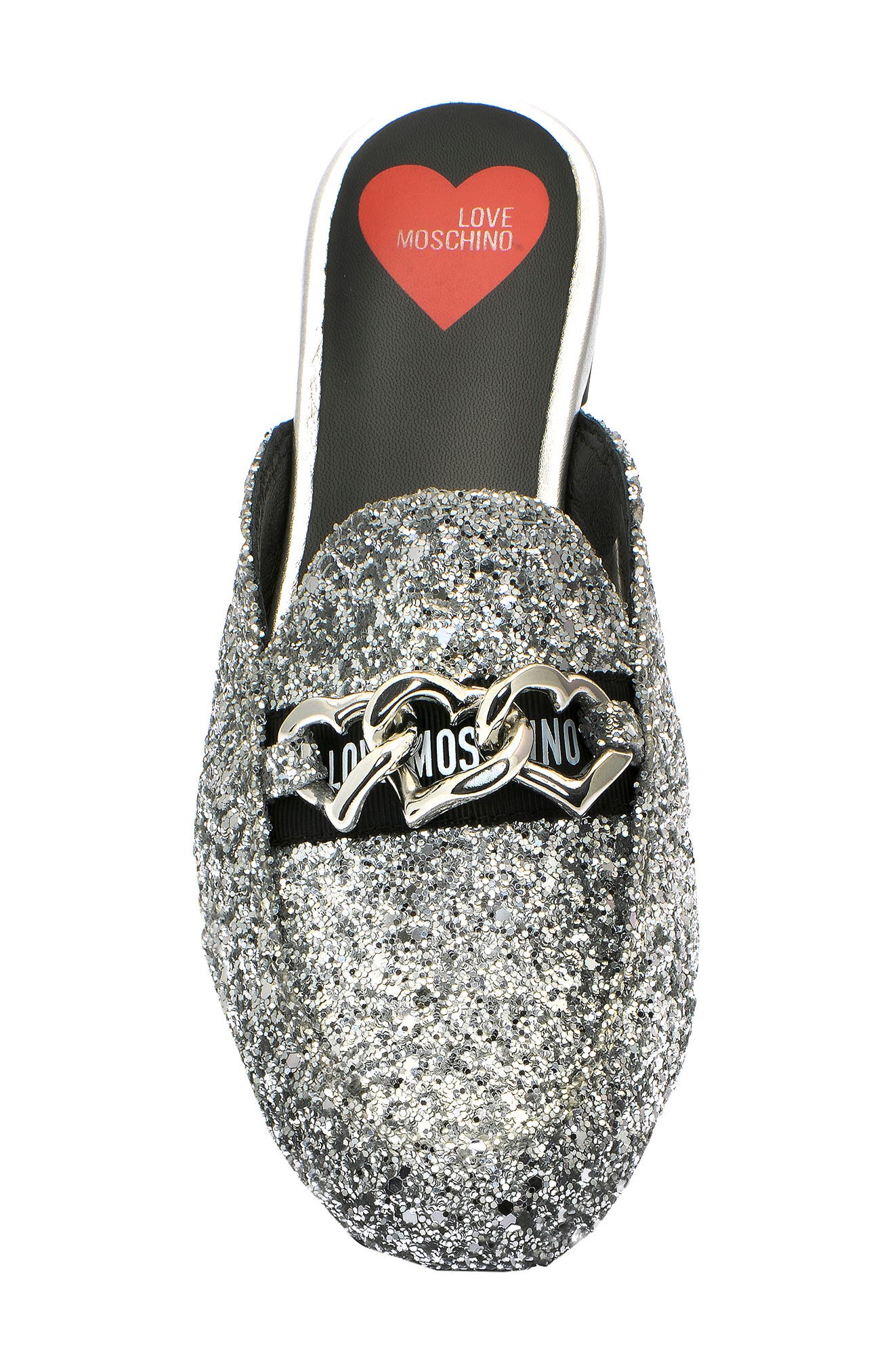 Love Moschino Metallic Glitter Slip-On Mule, Alternate, color, 