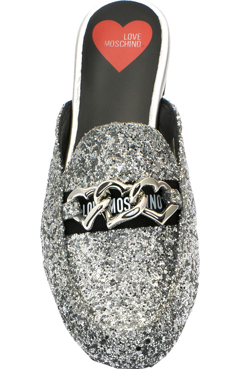 Love Moschino Metallic Glitter Slip-On Mule, Alternate, color,