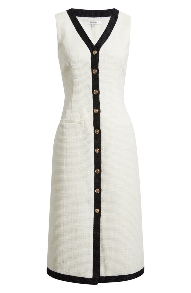 ZOE AND CLAIRE Contrast Trim Sleeveless Tweed Dress, Alternate, color, White