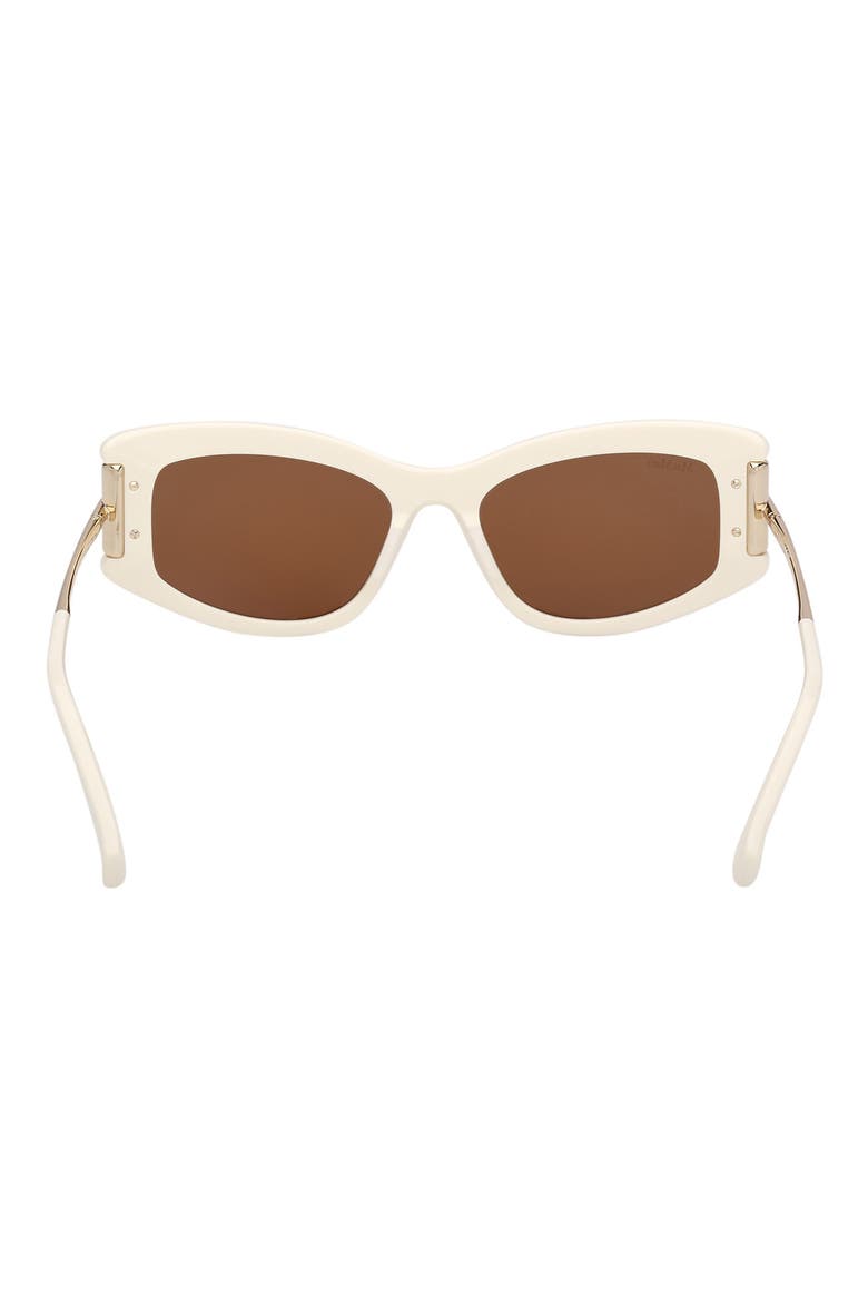 52mm Cat Eye Sunglasses, Alternate, color, SHINY WHITE PALE GOLD / BROWN