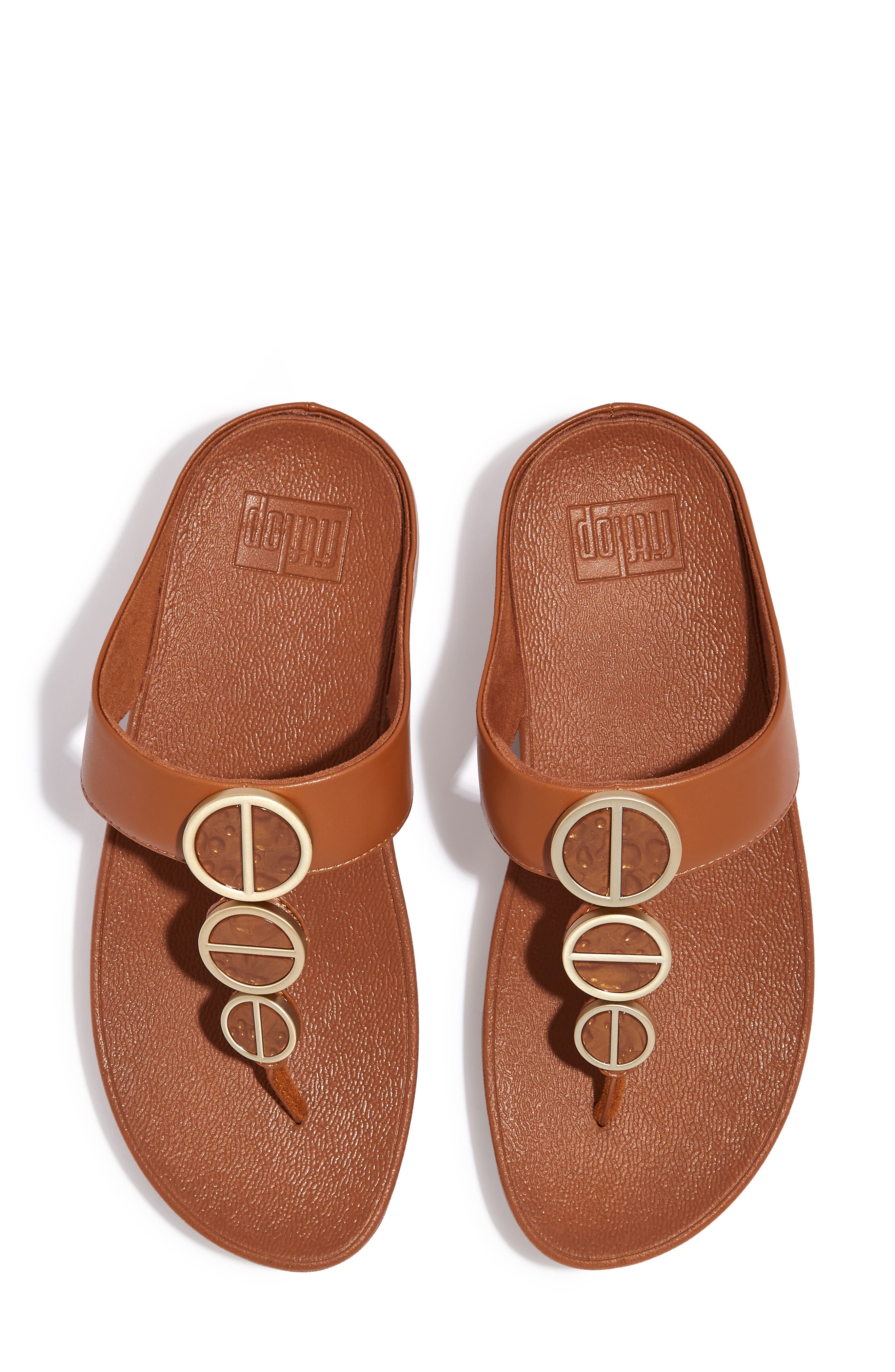 FitFlop Metallic Medallion Flip Flop, Alternate, color, Light Tan