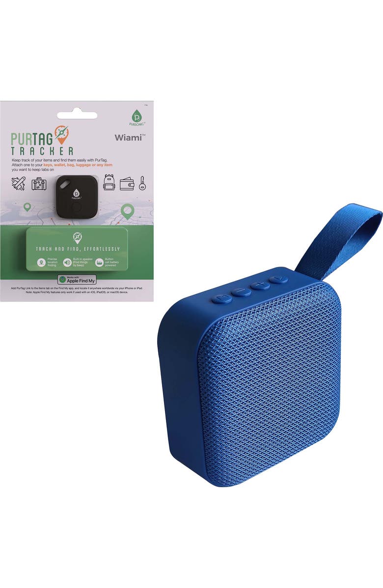 PURSONIC On-the-Go Essentials Bundle Wireless Speaker & Purtag Tracker, Main, color, Blue