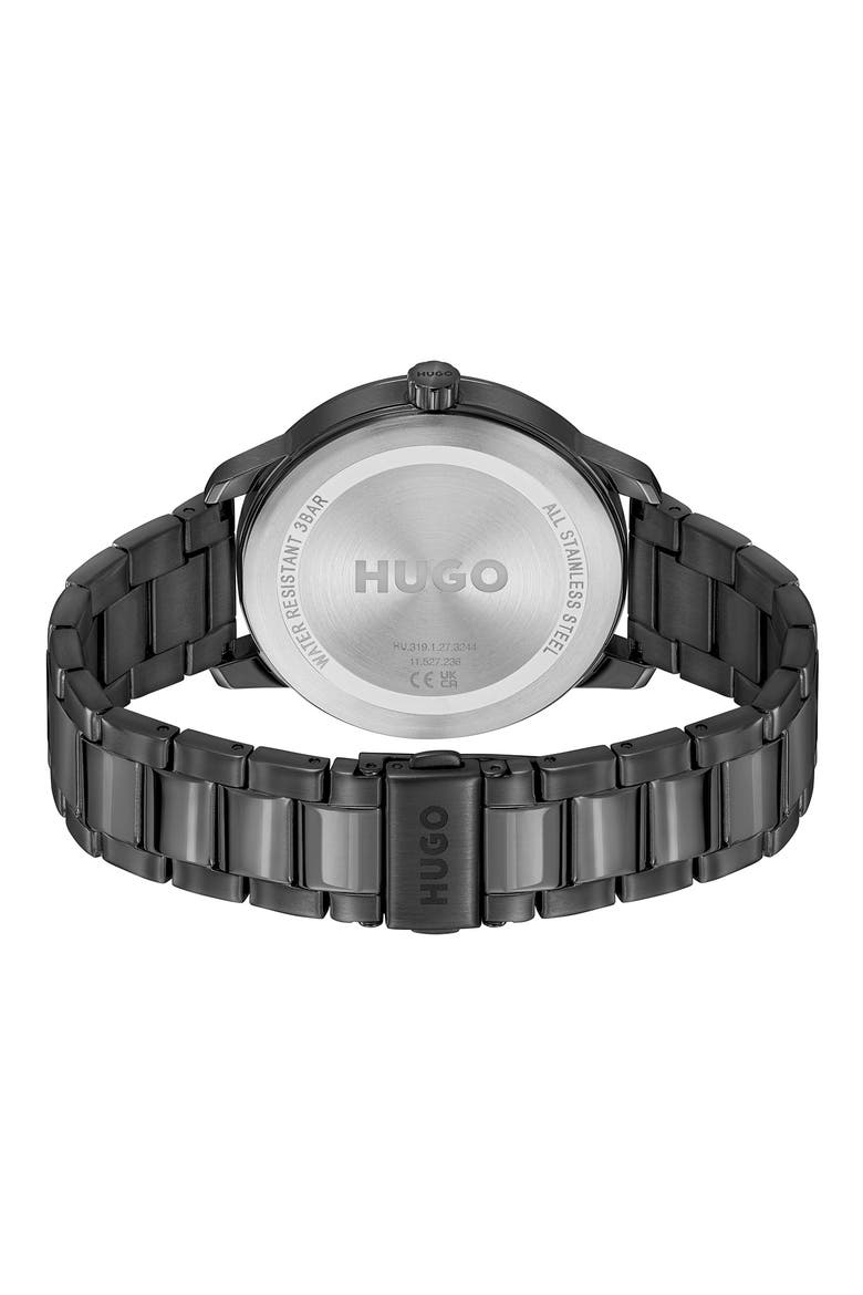 Stamp Chronograph Bracelet Watch, 44mm, Alternate, color, BLACK DIAL