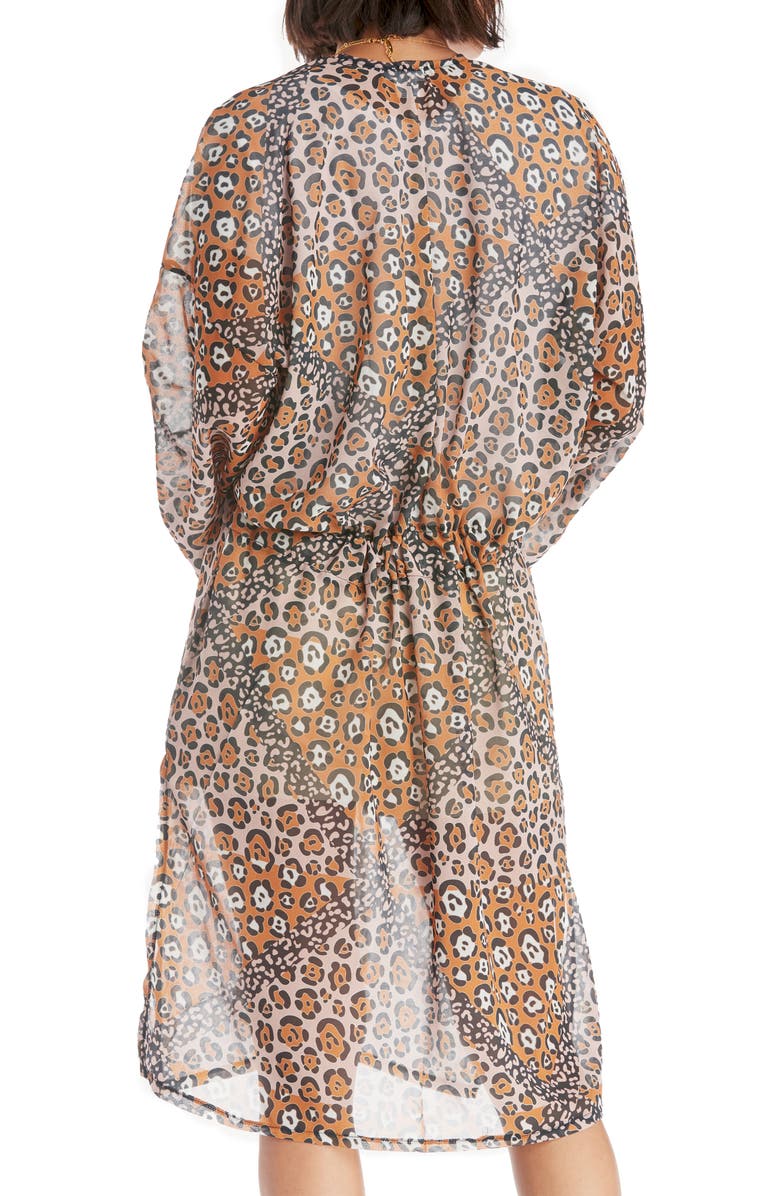 Sole Society Sheer Colorblock Leopard Duster, Alternate, color,