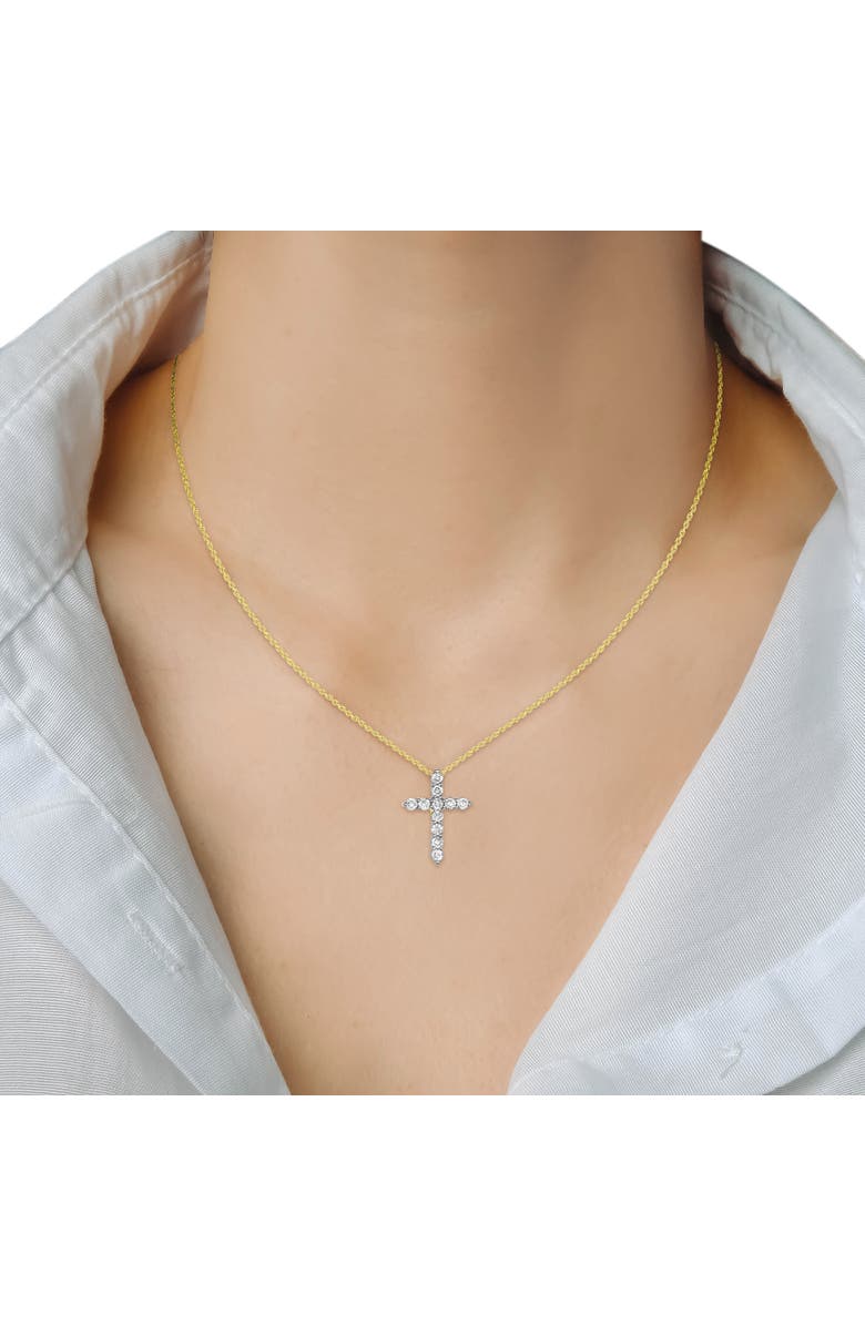 LuvMyJewelry Petite Cross Diamond Pendant in 10K Yellow Gold, Alternate, color,