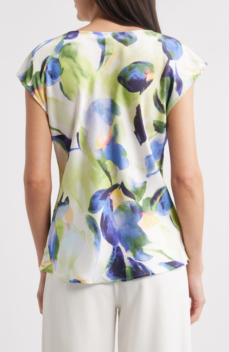 Tahari ASL Watercolor Cowl Neck Satin Top, Alternate, color, 