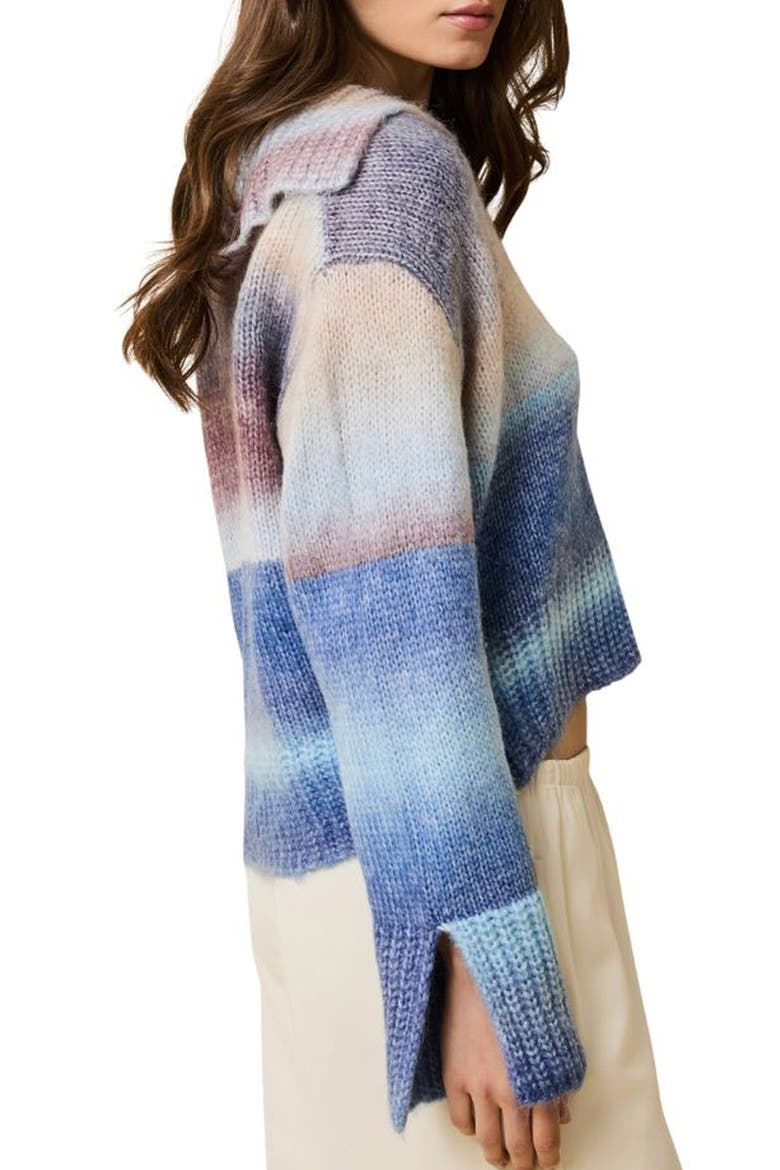 The Lola Ombré Stripe Sweater, Alternate, color, TWILIGHT / RAISIN BROWN