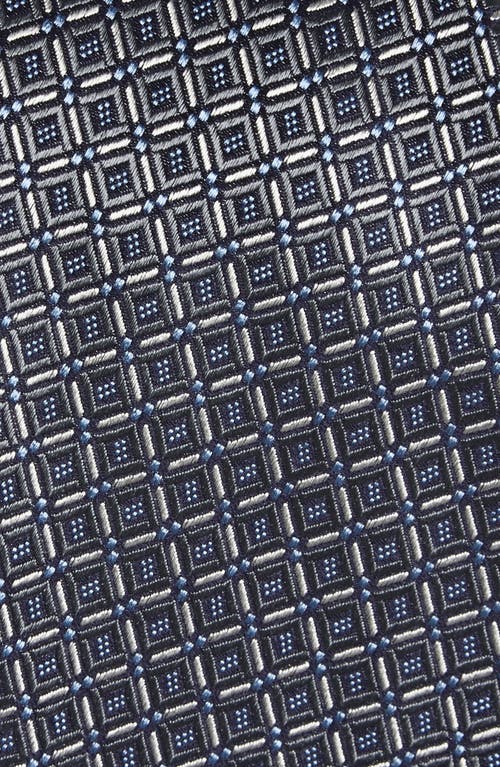 David Donahue Geometric Silk Tie In Gray