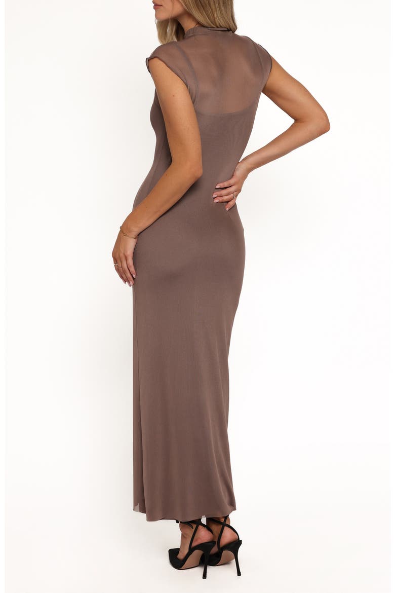 Charice Mock Neck Maxi Dress, Alternate, color, BROWN