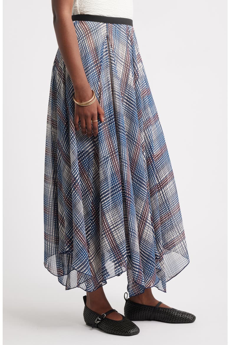 Handkerchief Maxi Skirt, Alternate, color, BLUE- BROWN FOREST PLAID