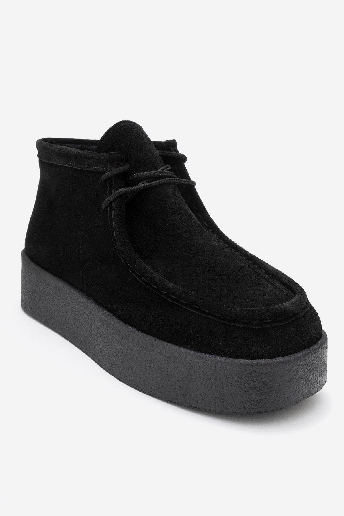 Forever & Always Shoes Melia Leather Platform Boot, Main, color, Black Suede