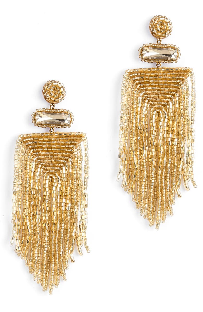Deepa Gurnani Jody Beaded Tassel Earrings, Main, color, Gold
