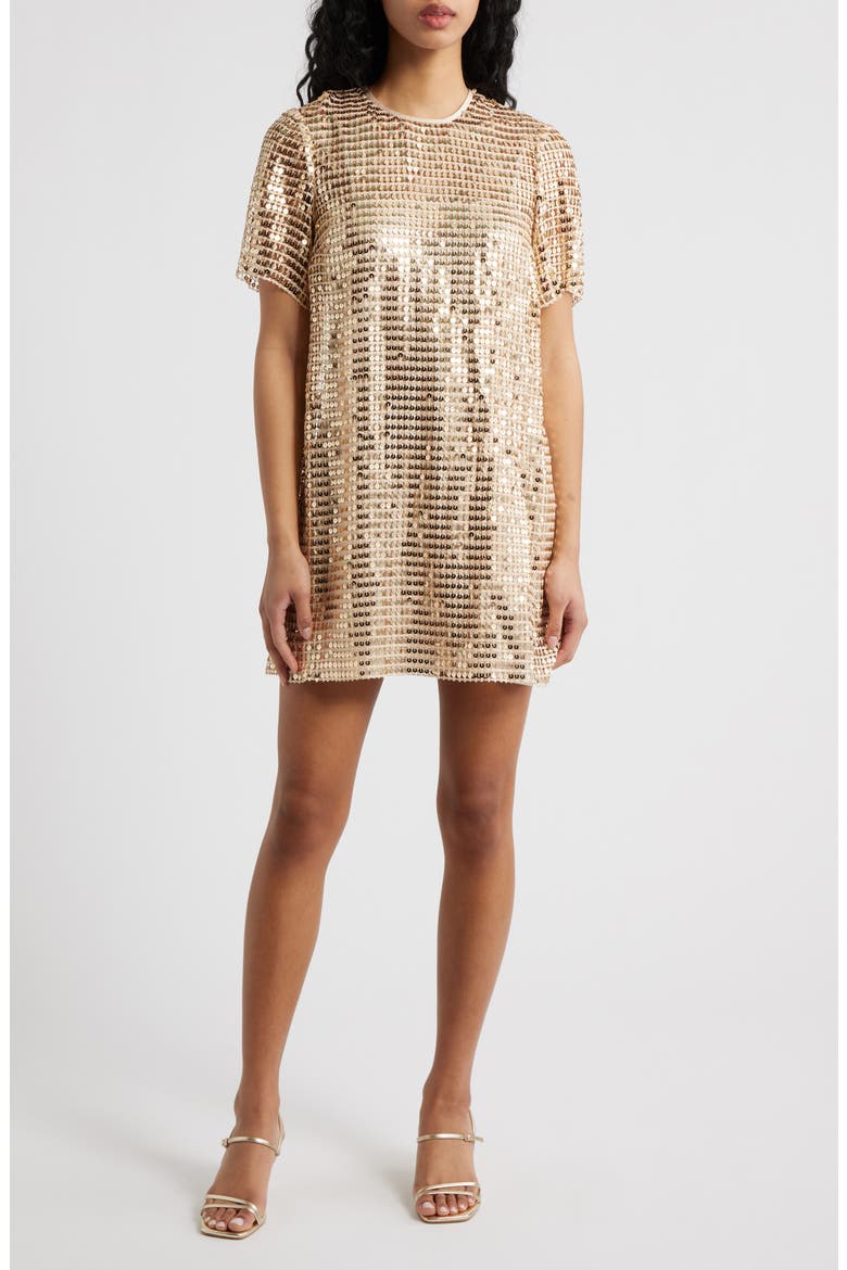 Stara Sequin Cocktail Shift Minidress, Main, color, GOLD