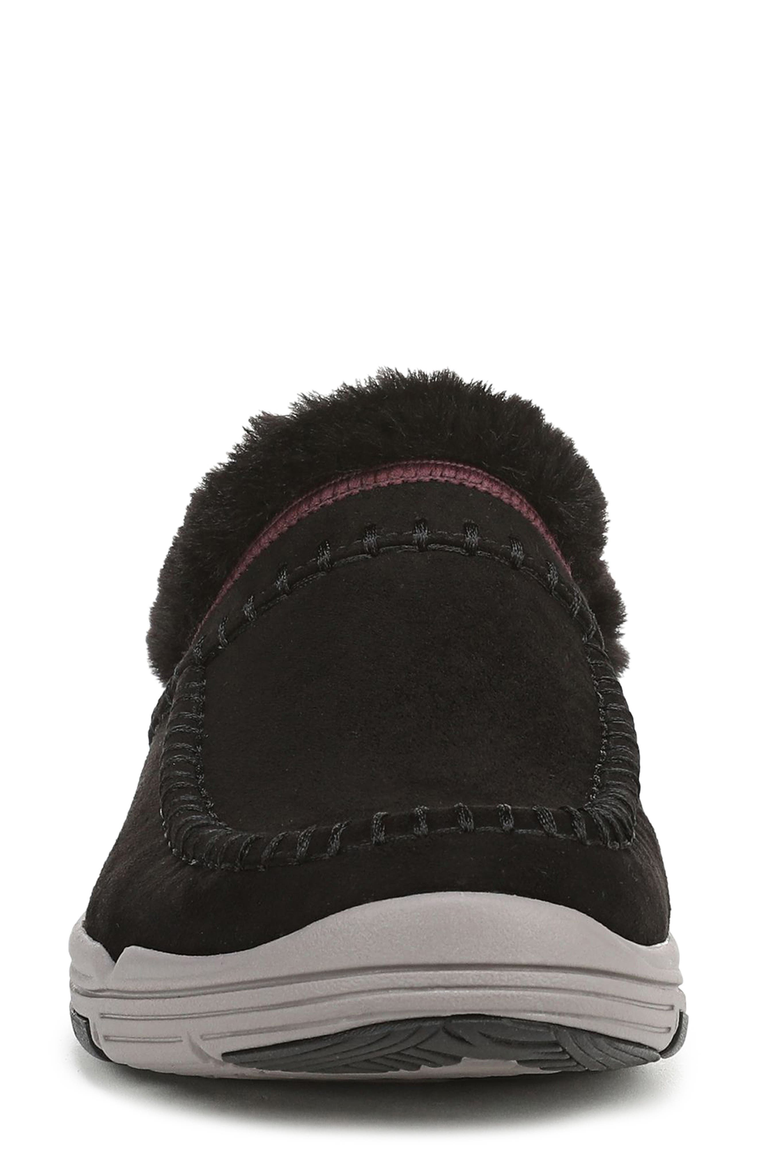 Rykä Arrow Faux Fur Trim Mule, Alternate, color, Black