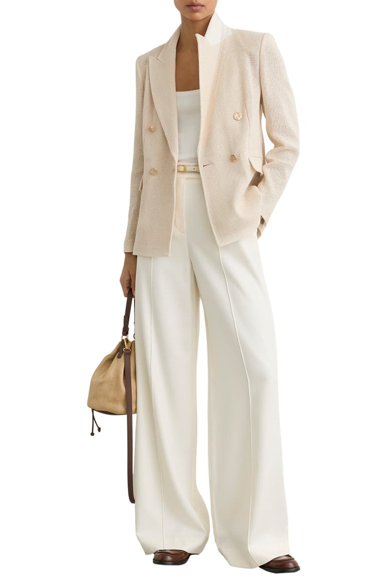 Fiore Open Stitch Cotton Blend Blazer, Alternate, color, CREAM