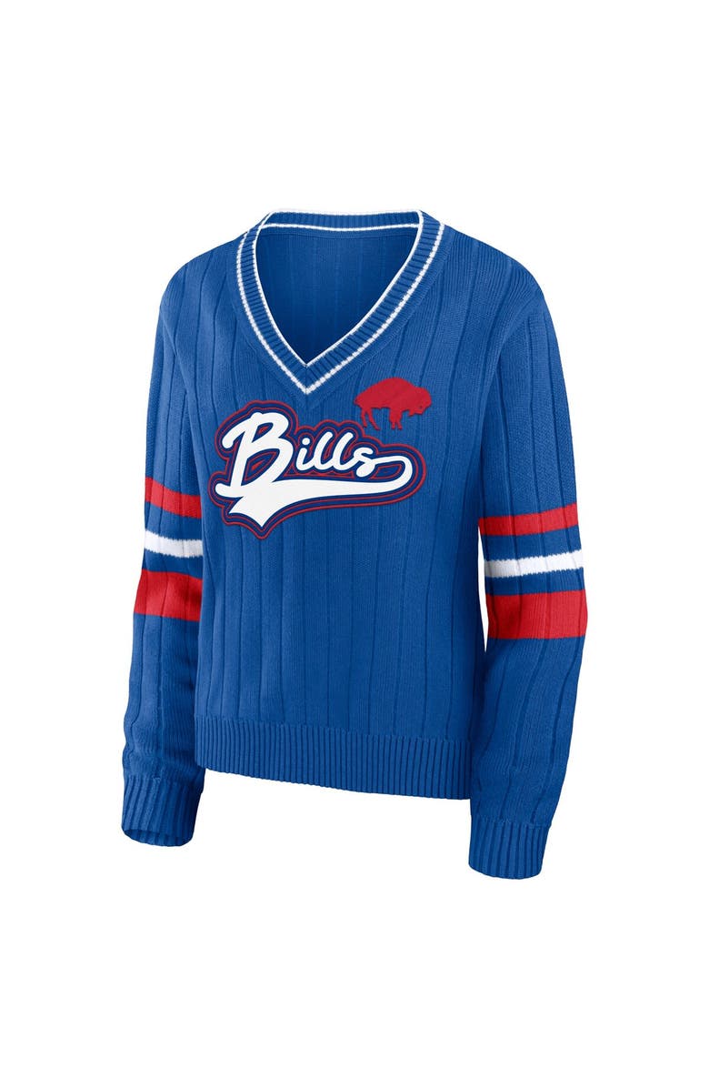 WEAR by Erin Andrews Women's WEAR by Erin Andrews Royal Buffalo Bills Throwback V-Neck Sweater, Alternate, color, 