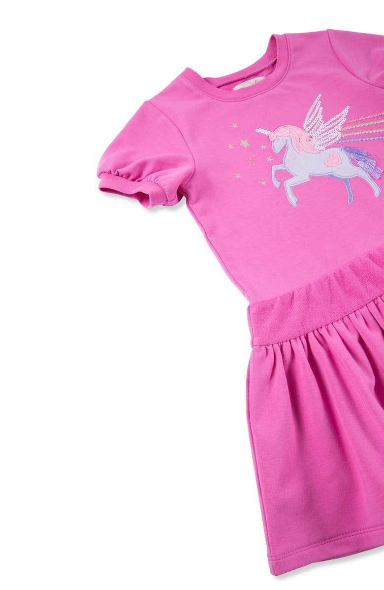 Peek Aren't You Curious Kids' Sequin Unicorn Appliqué Dress, Alternate, color, Pink