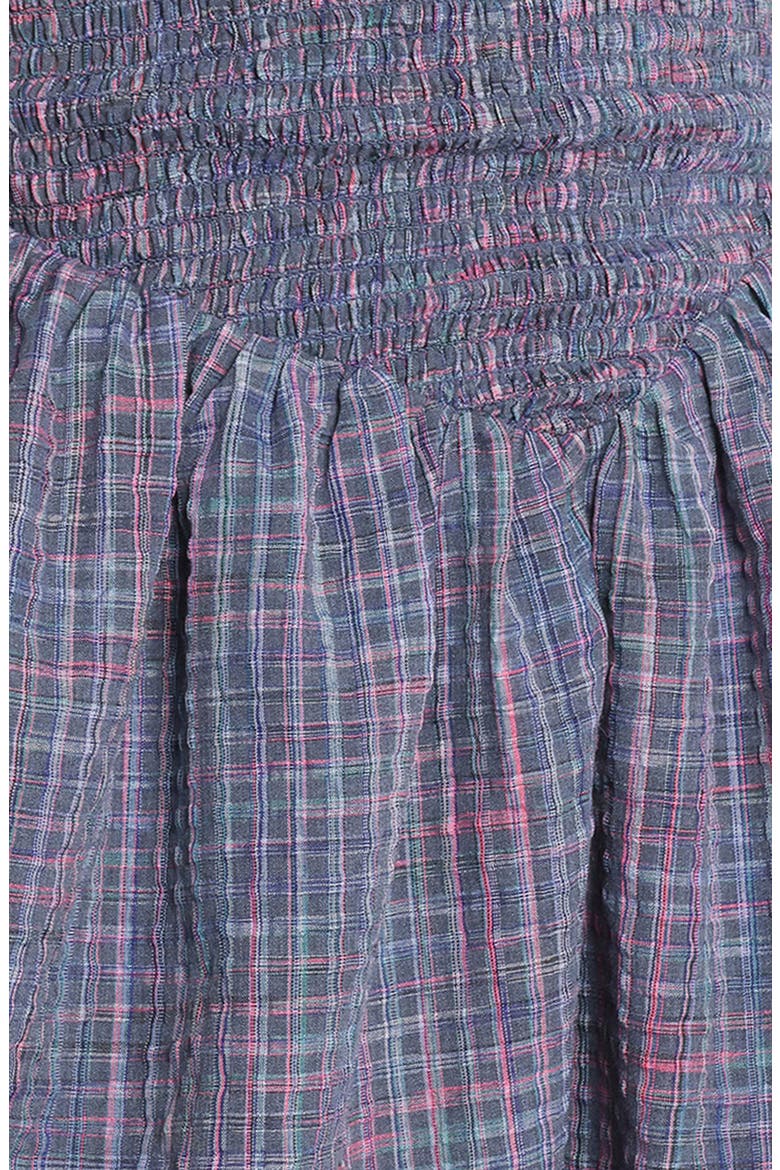 Celine Check Puff Sleeve Fit & Flare Minidress, Alternate, color, NAVY PLAID
