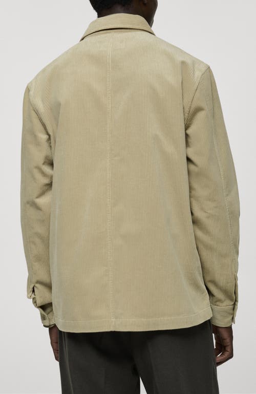 Mango Regular Fit Corduroy Overshirt In Pastel Green