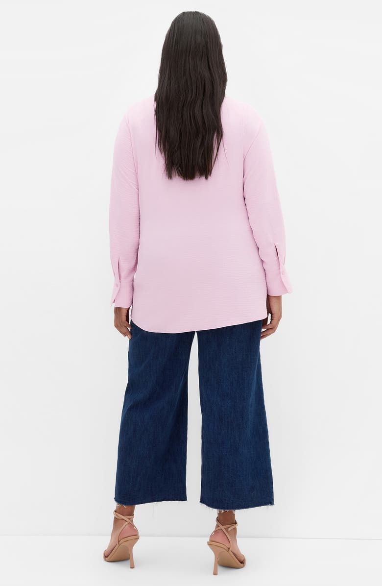 City Chic Telia Tie Waist Button-Up Shirt, Alternate, color, Soft Pink